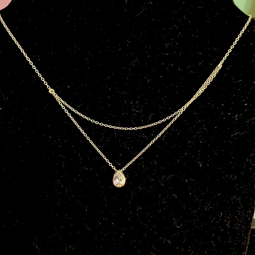 2 for 15 bundle  Price drop New without tags sterling silver CZ pear necklace